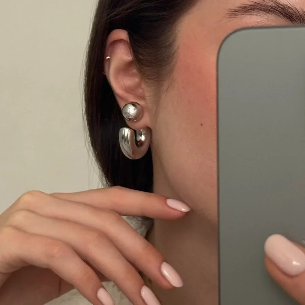 SKU:0063 Retro Women Silver Earrings Stainless Steel Vintage inspired + gift box